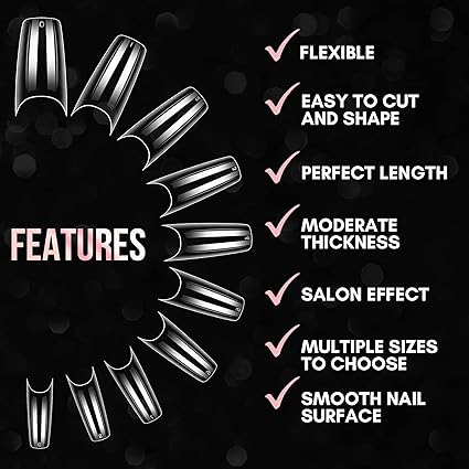 TAPERED SQUARE - NAIL TIPS - CLEAR
